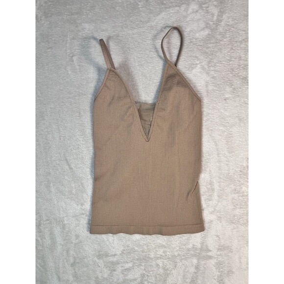 Intimately Free People Beige Ribbed Come Around Mesh Camisole XS/S Sheer Sexy - Picture 1 of 6